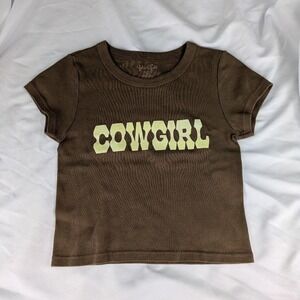 John Galt Cowgirl Baby Tee S/M Brown